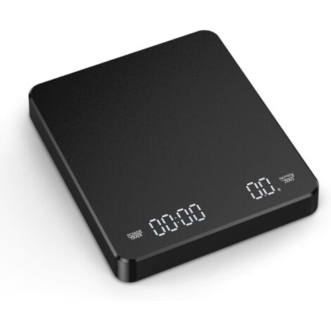 Balance Numérique à Café avec Minuterie, Balance à Espresso 3 kg/0,1 g, Balance à Café Rechargeable pour le Café à Verser et à Goutte-à-Goutte, Balance de Cuisine Numérique Portable avec Fonction de T