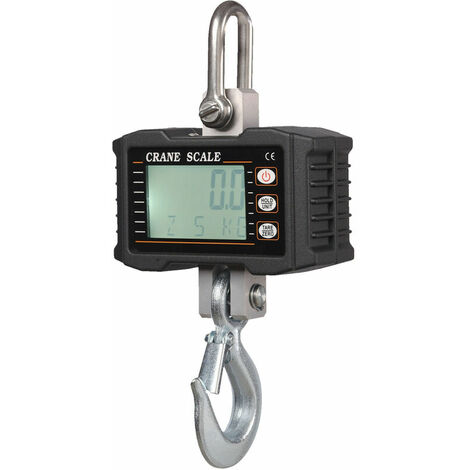 Balance numérique à suspendre 1 000 kg/ 2 204 lb Balance de grue portable à usage intensif Rétroéclairage LCD Balance à crochet industrielle Changement d'unité/Maintien des données/Tare/Zéro pour chan