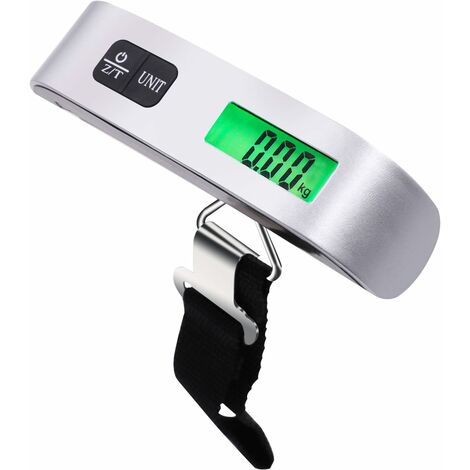 Balance numérique avec capteur de température et chariot d'orientation pour suspendre vos bagages, vos voyages, vos loisirs et votre maison 13 3 (50 kg, 110 lb) argent