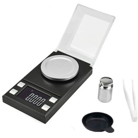 Balance Numérique, Balance de Poche avec Ecran LCD, Balance Electronique 0.001-50g avec Balance Haute Précision, Mini Balance Intelligente Portable Milligram avec Fonction de Tare et De calibrage