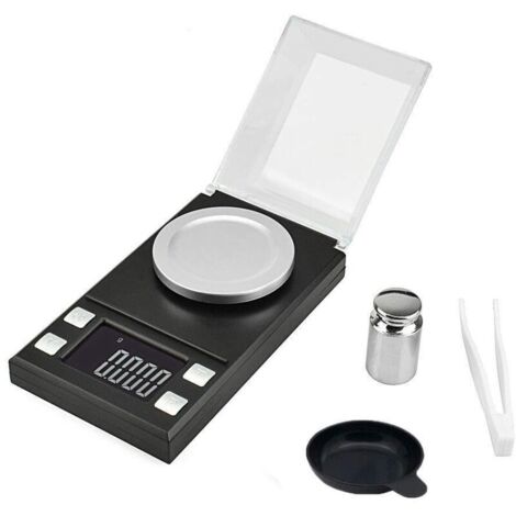 Balance Numérique, Balance de Poche avec Ecran LCD, Balance Electronique 0.001-50g avec Balance Haute Précision, Mini Balance Intelligente Portable Milligram avec Fonction de Tare et De calibrage