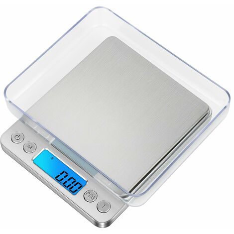 Balance Numérique de Précision, Balance d'ordinateur Portable, avec écran LCD et 6 Unités, Plateau en Acier Inoxydable, Fonction de Tare, Pour Cuisine, Bijoux, Café - 3 kg x 0,1