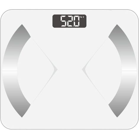 Balance numérique de salle de bain pour le poids, la masse grasse, la masse hydrique, la masse musculaire, le métabolisme de base, la masse osseuse et la graisse viscérale, 181 kg, blanc