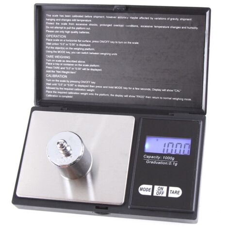 Balance numérique, écran LCD rétroéclairé, mesure précise, électronique, pour cuisine, bijoux, 1 000 g/0,1 g
