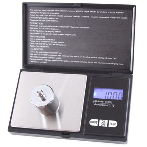 Balance numérique écran LCD rétroéclairé mesure précise électronique pour cuisine bijoux 1 000 g/01 g