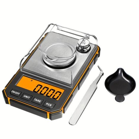 Balance numérique, mini balance portable de 50 g, balance de précision au 0,001 g, balance de poche professionnelle, avec pince à étalonnage de 50 g (piles incluses).