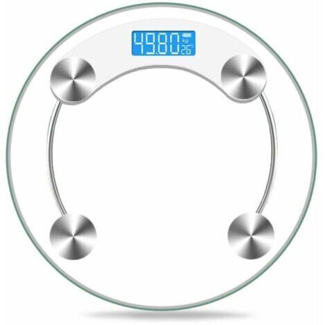 Balance pèse-personne numérique en verre avec portée de 180 kg et écran LCD,Blanc transparent
