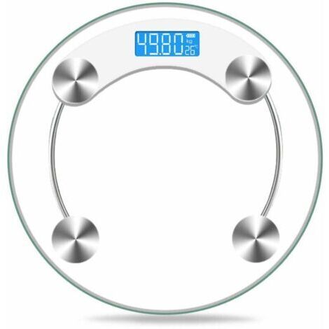Balance pèse-personne numérique en verre avec portée de 180 kg et écran LCD,Blanc transparent