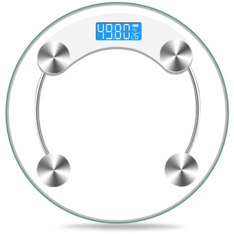 Balance pèse-personne numérique en verre avec portée de 180 kg et écran LCD,Blanc transparent