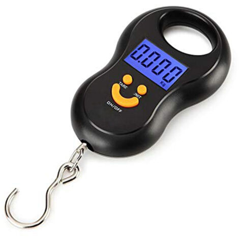Balance suspendue électronique noire 50Kg 10g LCD balance numérique rétro-éclairé pêche poids balance de poche balance à bagages