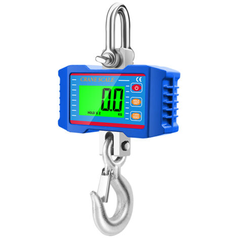 Balance suspendue numérique de grue 1000KG, robuste balance industrielle avec écran LCD rétroéclairé, changement d'unité et tare pour chantier de cons