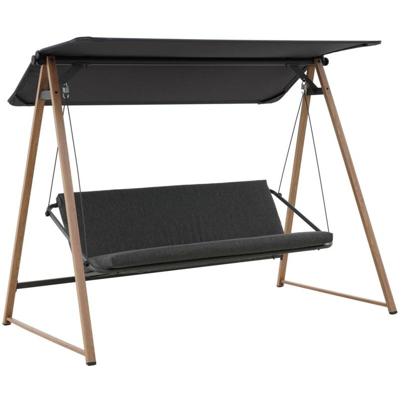 Balancelle de jardin Soly honey & charbon 224x135x173cm en acier - Hespéride