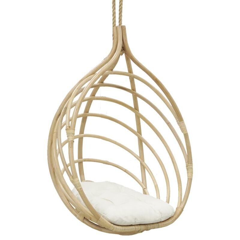 Fauteuil suspendu en rotin naturel + coussin