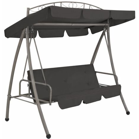 Balancelle convertible à auvent Anthracite 198x120x205 Acier