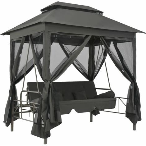 Balancelle convertible à auvent Anthracite 220x160x240 Acier
