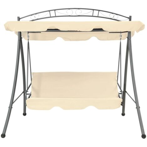 Balancelle convertible de jardin, Chaise Fauteuil Suspendu, avec auvent Blanc sable OIB9312E