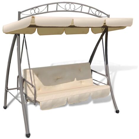 Balancelle convertible d'extérieur avec auvent Blanc sable