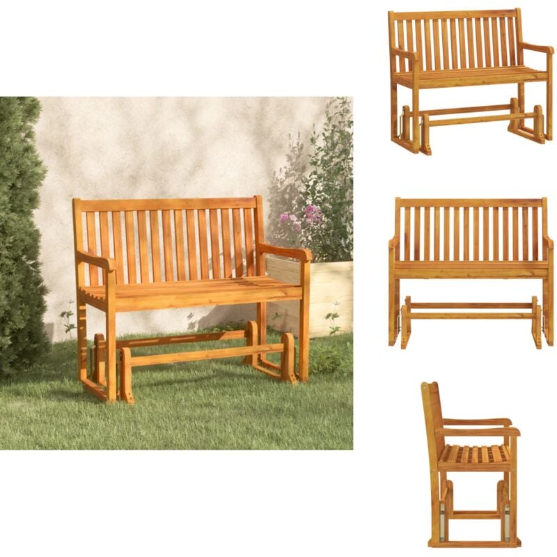Balancelle de jardin 110 cm Bois d'acacia solide - Balancelle De Jardin - Banc De Jardin - Mobilier De Jardin - Chaise Longue - Acacia