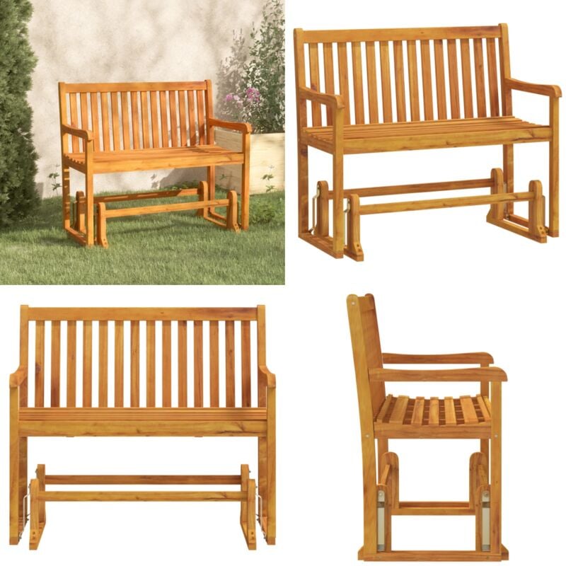 Balancelle de jardin 110 cm Bois d'acacia solide - Balancelle De Jardin - Banc De Jardin - Mobilier De Jardin - Chaise Longue - Acacia - Home & Living