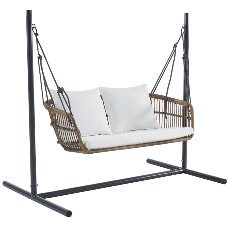 Balancelle de jardin 2 places en résine tressée naturel clair - nuvea de mylia