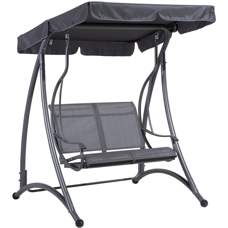 Balancelle de Jardin ou Terrasse 2 Places en Acier et Textile Gris avec Baldaquin Intégré pour Extérieur de Style Méditerranéen Beliani