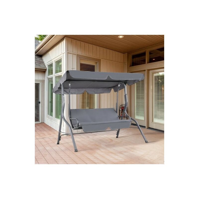 Balancelle de jardin 2 places Grise Anthracite 140 cm de long