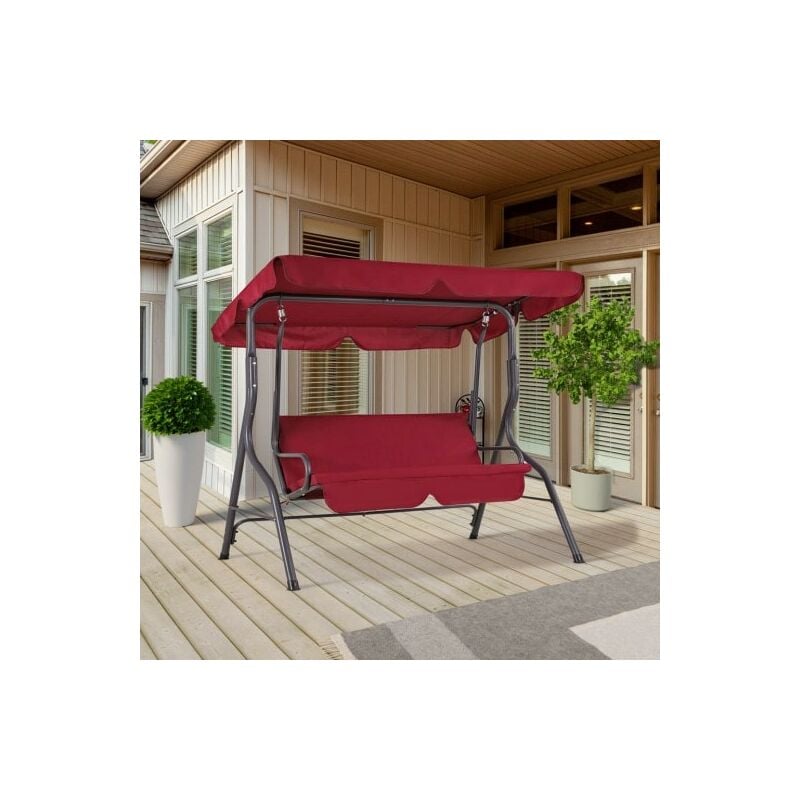 Balancelle de jardin 2 places Rouge 140 cm de long