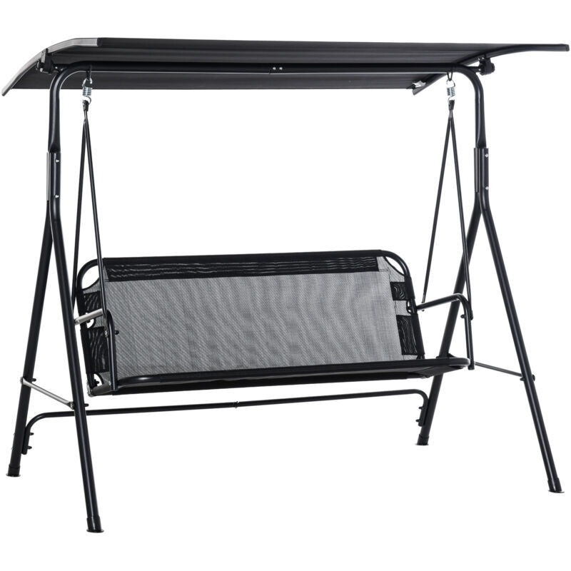 Balancelle de jardin 2 places - toit inclinaison réglable - acier textilène noir