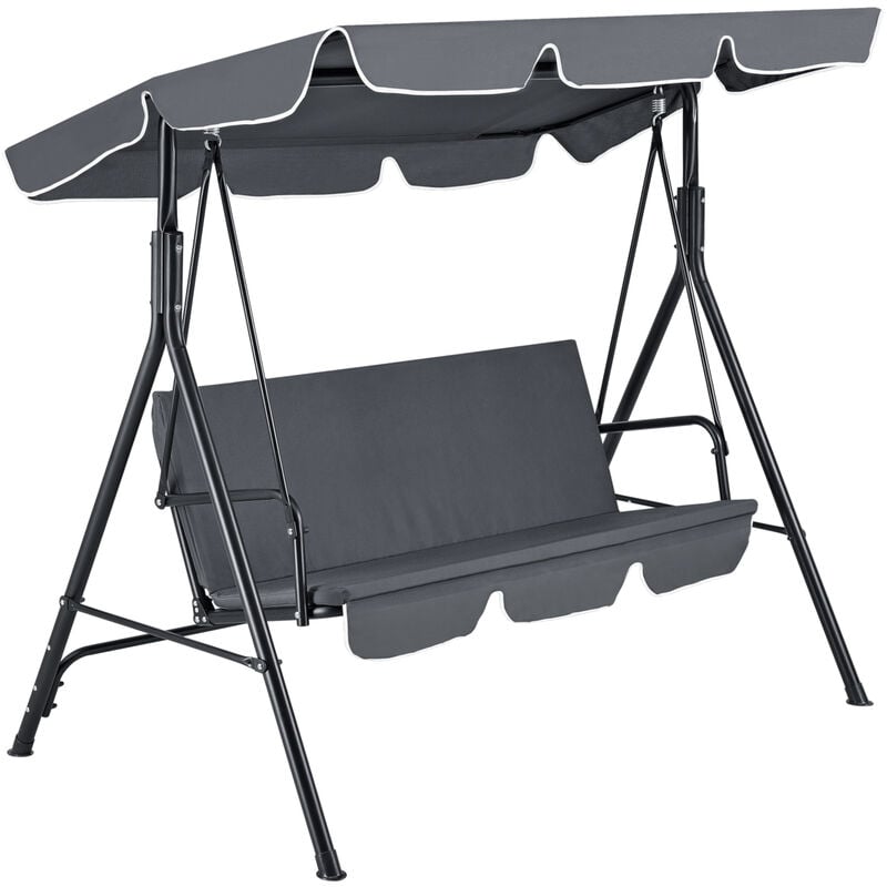 Balancelle de Jardin 3 Places Charge Max. 270 kg 172x112x152cm Gris Foncé [en.casa]