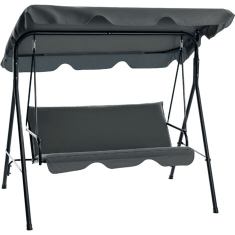 Balancelle de jardin 3 places toit réglable acier polyester gris