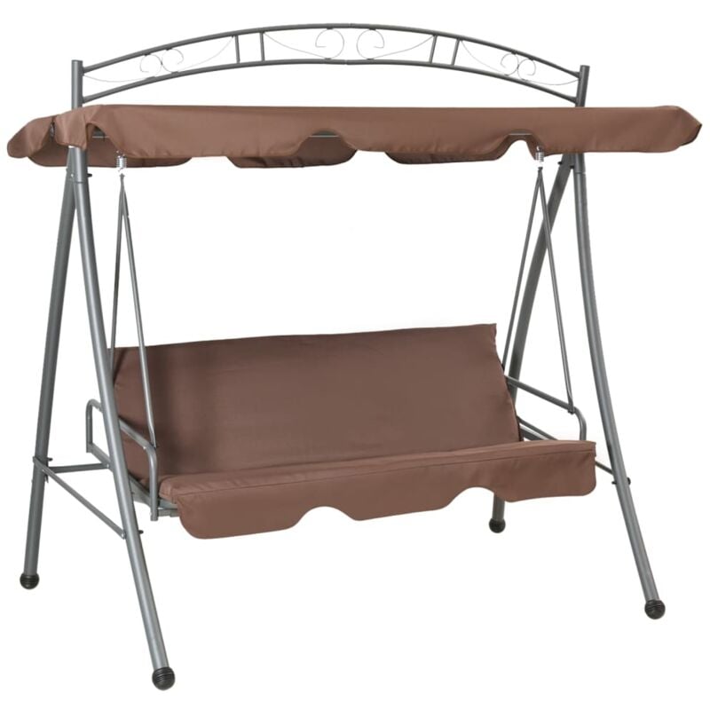 Balancelle convertible d'extérieur avec auvent Café vidaXL