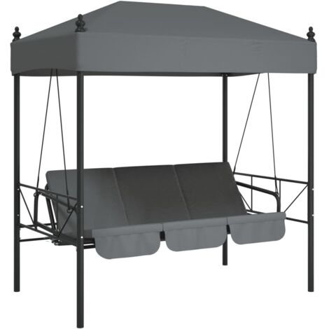 Balancelle de jardin avec auvent gris foncé acier CFW36673