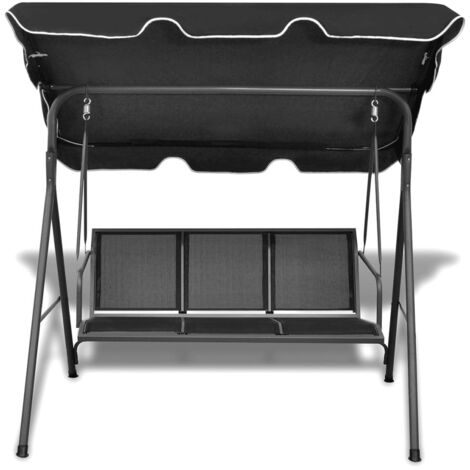 Balancelle de jardin avec auvent noir CFW59381