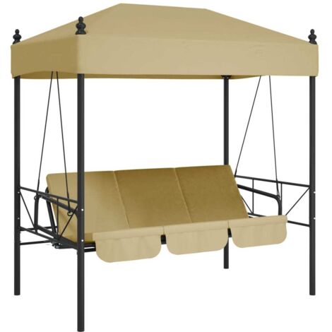 Balancelle de jardin avec auvent sable acier CFW13920