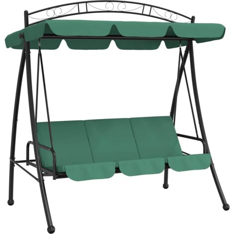 Balancelle de jardin avec auvent vert 198 cm tissu et acier CFW22785