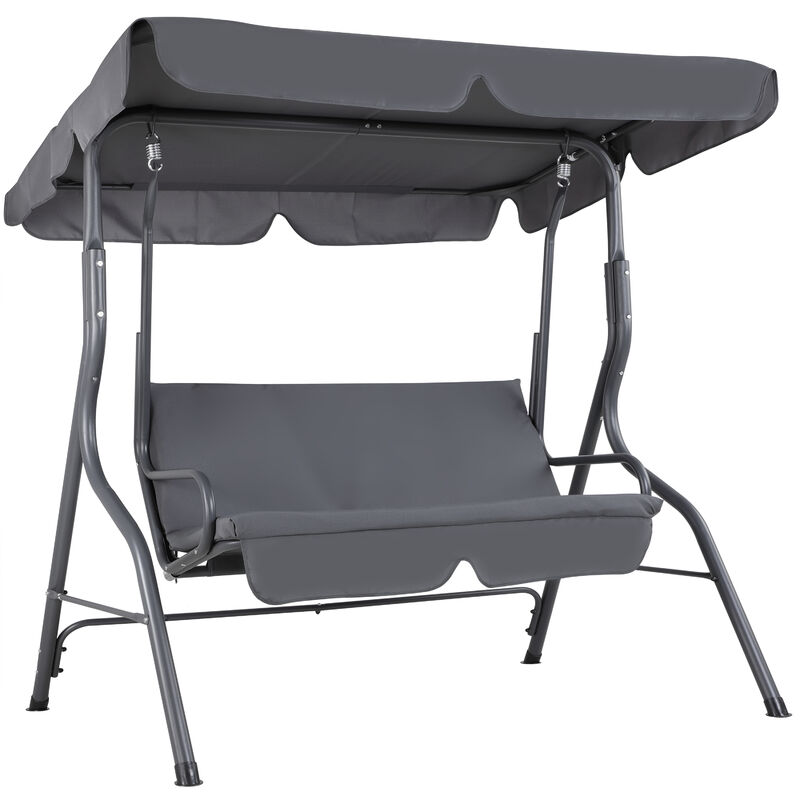 Balancelle de jardin avec toit réglable max. 200kg cadre acier couleur au choix Anthracite
