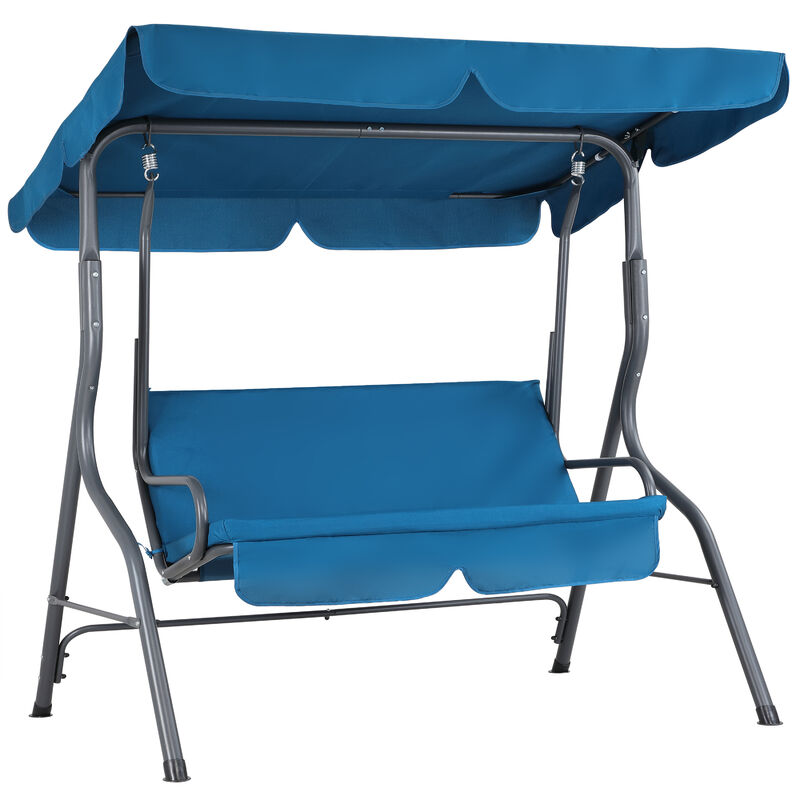Balancelle de jardin avec toit réglable max. 200kg cadre acier couleur au choix Bleu