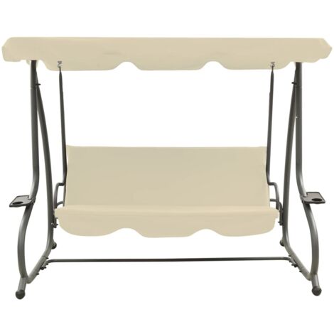 Balancelle de jardin, Chaise Fauteuil Suspendu, avec auvent Blanc sable OIB2513E