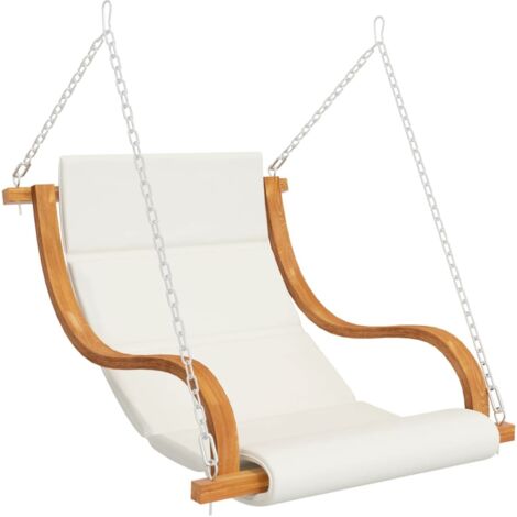 Balancelle de jardin, Chaise Fauteuil Suspendu, et coussin crème Bois courbé avec finition en teck OIB2125E