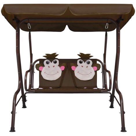 Balancelle de jardin, Chaise Fauteuil Suspendu, pour enfants Marron 115x75x110 cm Tissu OIB9217E