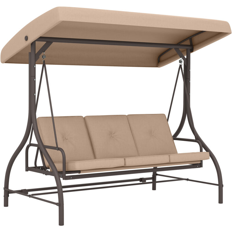 Balancelle de jardin convertible 3 places moka bicolore