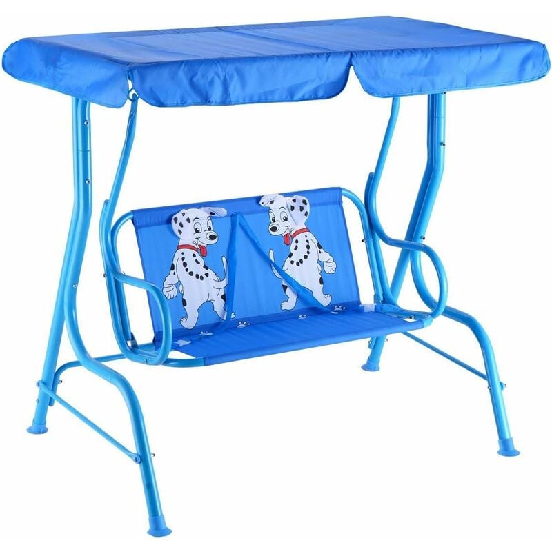Balancelle de Jardin pour Enfants 2 Places,Toit Anti-UV Balançoire Jardin pour Enfants Chaise Bascule 112 x 75 x 108 cm Bleu - Costway
