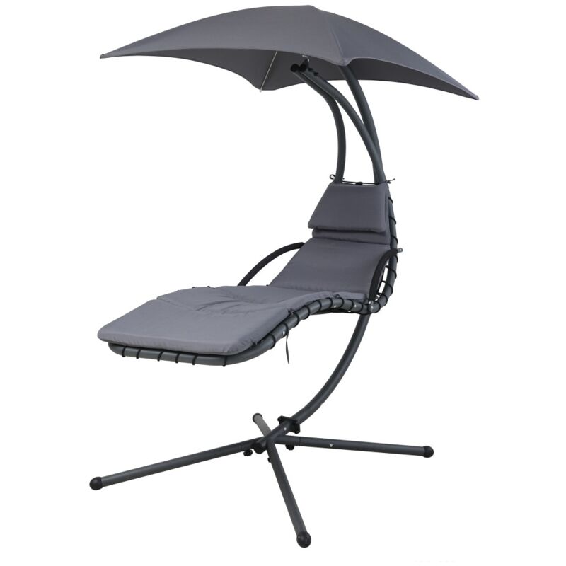 Balancelle de jardin suspendue avec parasol – 170x103x193 cm – Noir – Confort et élégance