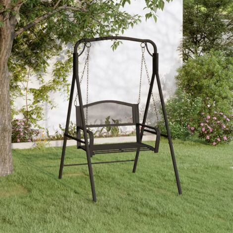 Balancelle de terrasse, Balancelle de jardin, Chaise Suspendue 124 cm Noir Acier NKK24278