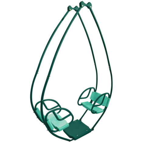 Soulet – Balancelle de jardin double pour portique – Acier galvanisé et plastique – Longueur 118,5 cm, Largeur 41 cm, Hauteur 176,5 cm – Charge max 70 kg