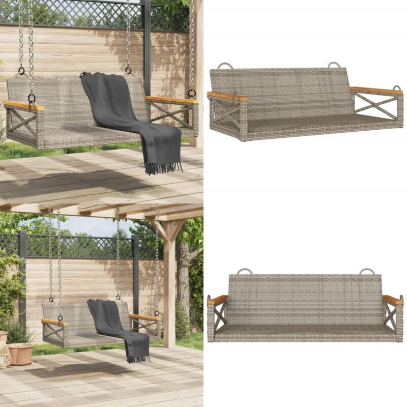 Balancelle gris 109x62x40 cm résine tressée - Balancelle Jardin - Chaise Suspendue - Fauteuil Extérieur - Mobilier De Jardin - Relaxant - Home &