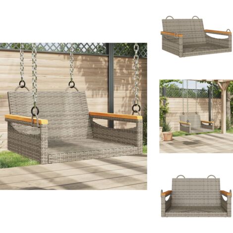 Balancelle gris 63x62x40 cm résine tressée - Balancelle De Jardin - Chaise Suspendue - Fauteuil Extérieur - Mobilier De Jardin - Salon De Jardin