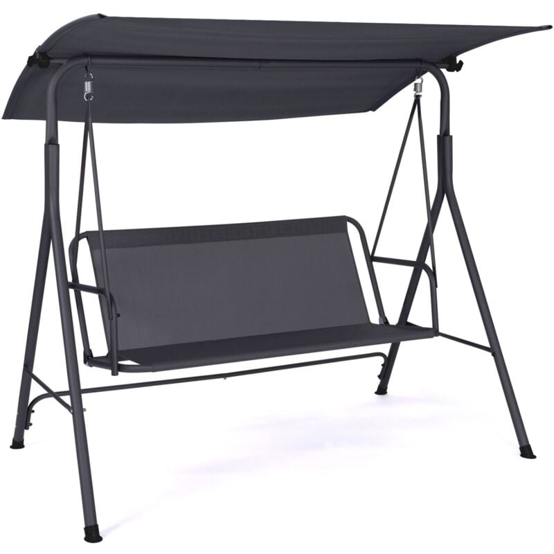 Balancelle grise de jardin avec toit inclinable 170 cm