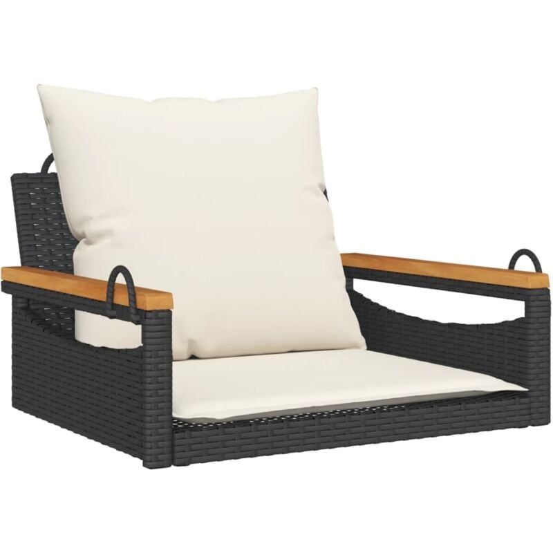 Vidaxl - Balancelle avec coussins noir 63x62x40 cm résine tressée