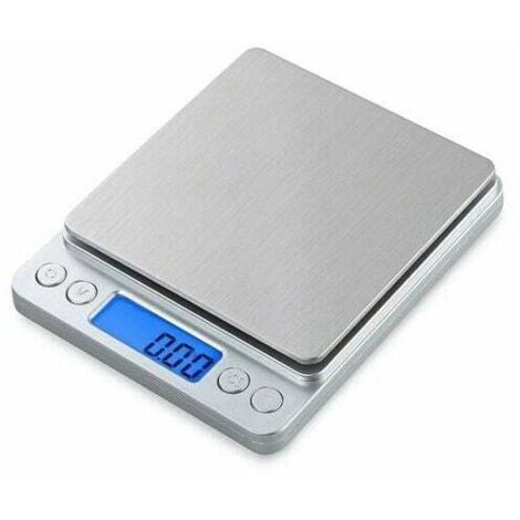Balances de cuisine, balances de cuisine numériques, balances électroniques, haute précision jusqu'à 1g (poids maximum de 3 kg), fonction de tare, acier inoxydable avec grand écran LCD